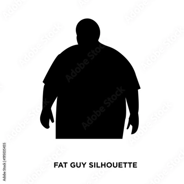 Obraz fat guy silhouette on white background