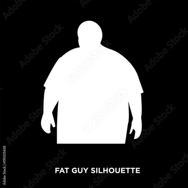 Obraz white fat guy silhouette on black background