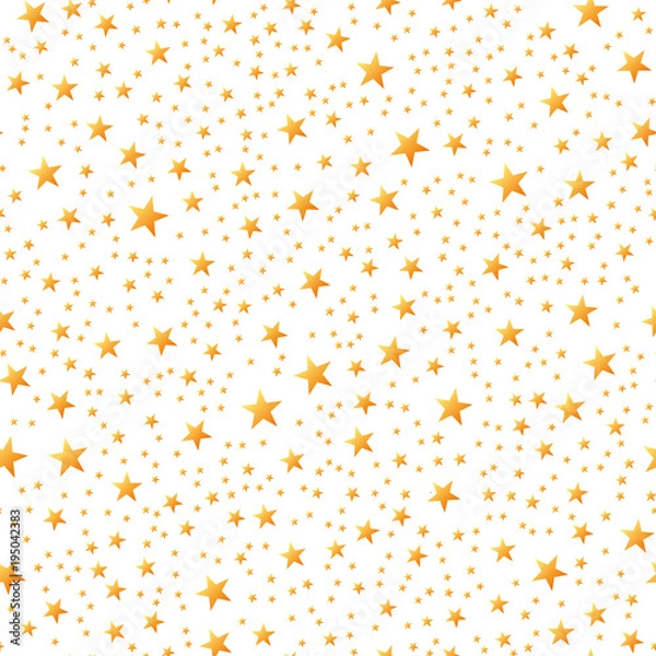 Fototapeta Seamless pattern from a star shape. Gold stars on a white background. Vector illustration