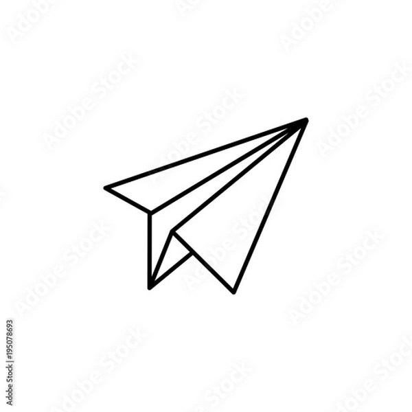 Fototapeta flying paper plane vector sign line black icon
