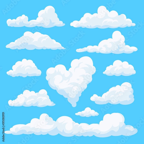 Fototapeta Fluffy clouds in the cartoon style.