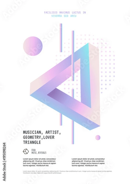 Obraz Poster with optical illusion. Penrose triangle.