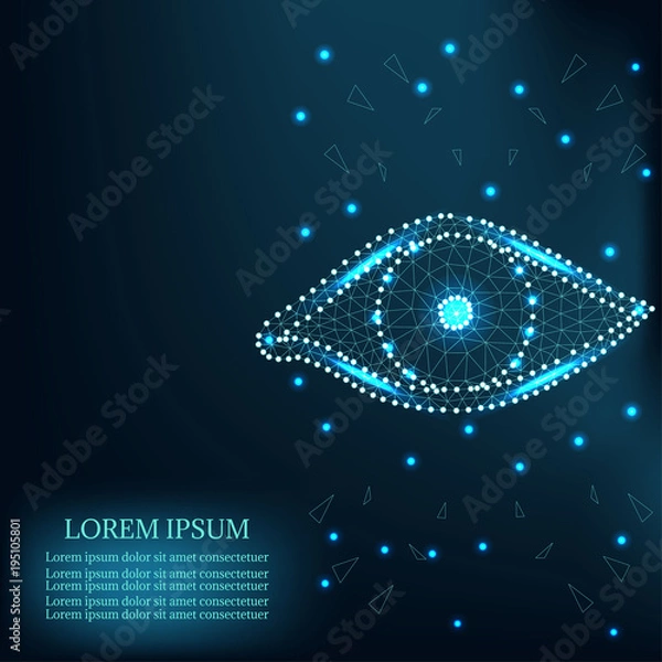 Obraz Eye polygon green stars 2