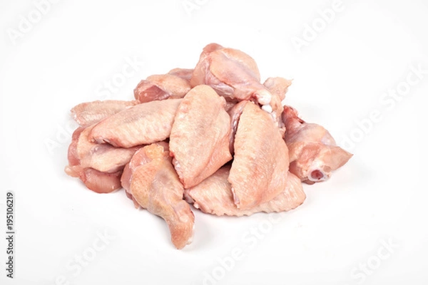 Obraz Raw chicken wings isolated on white background