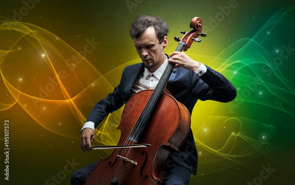 Fototapeta Cellist with colorful fabled concept
