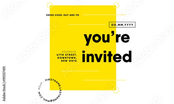 Fototapeta You are invited template. save the date cards. invitation design. vector illustration. eps 10