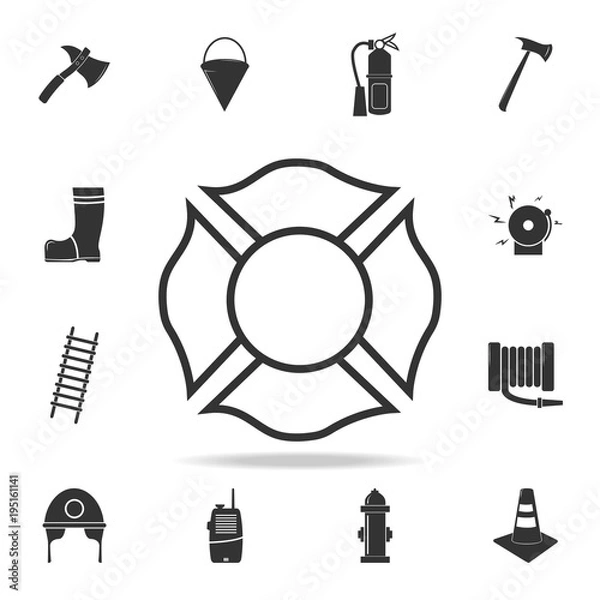 Fototapeta Firefighter emblem icon. Detailed set icons of firefighter element icons. Premium quality graphic design. One of the collection icons for websites, web design, mobile app