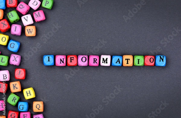 Fototapeta The word Information on black background