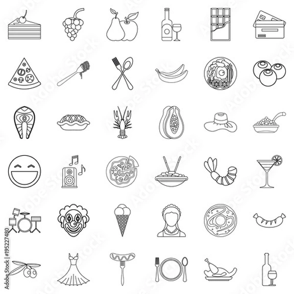 Fototapeta Reception icons set, outline style