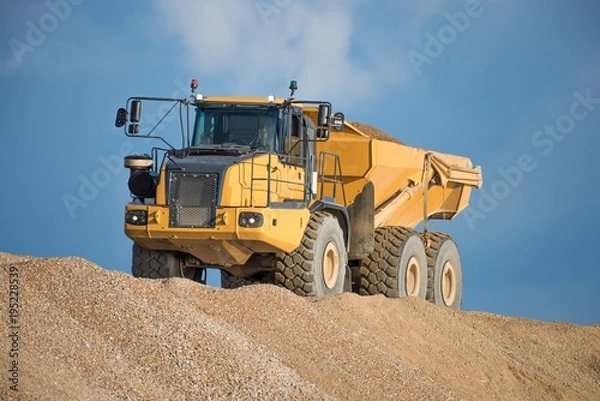 Obraz Construction Site - Engineering - Sea Defence. Large plant machinery being use to build the beach sea defence at Seaford, East Sussex, UK