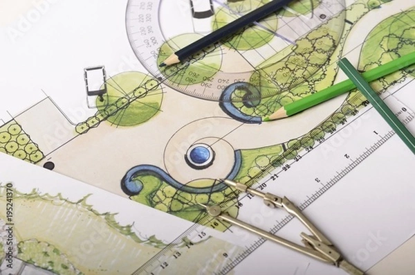 Obraz Widok ogólny rysunków ogrodowych