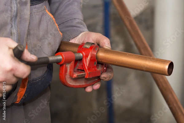 Obraz copper pipes cutting
