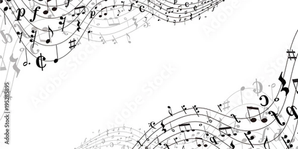 Obraz 音符　楽譜　シルエット　背景