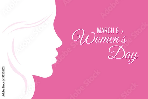 Obraz poster happy women's day. Silhouette face woman and space for text. 