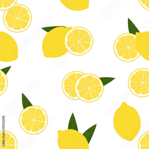 Fototapeta Vector illustration of seamless pattern of lemon. 
