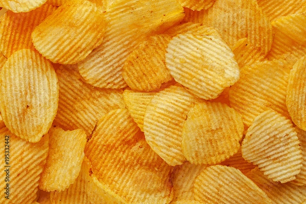 Obraz Food background of corrugated potato chips