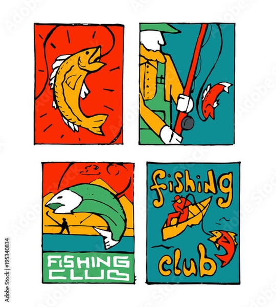 Obraz Fishing poster set