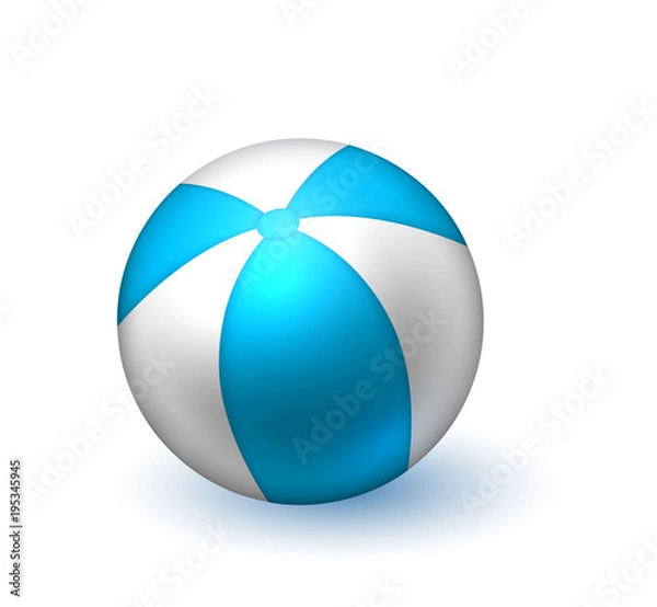 Obraz Vector realistic beach inflatable striped ball