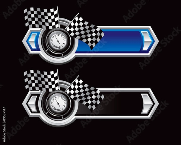 Obraz speedometer and flags blue and black arrows