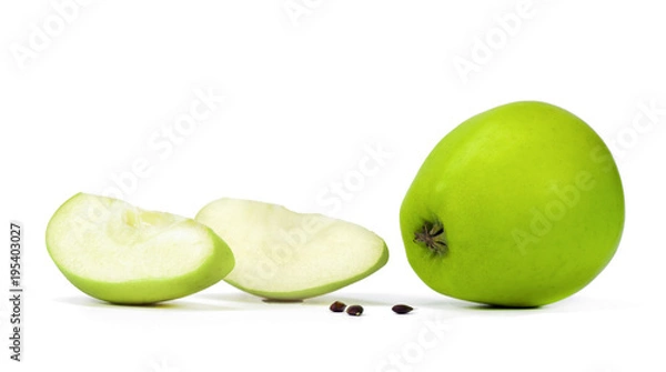 Fototapeta green apple on a white background