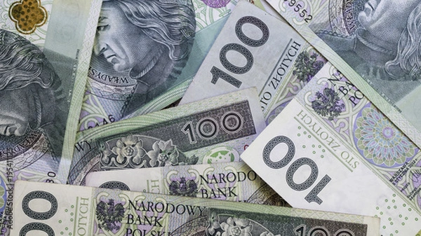 Obraz background of new Polish banknotes hundred zloty
