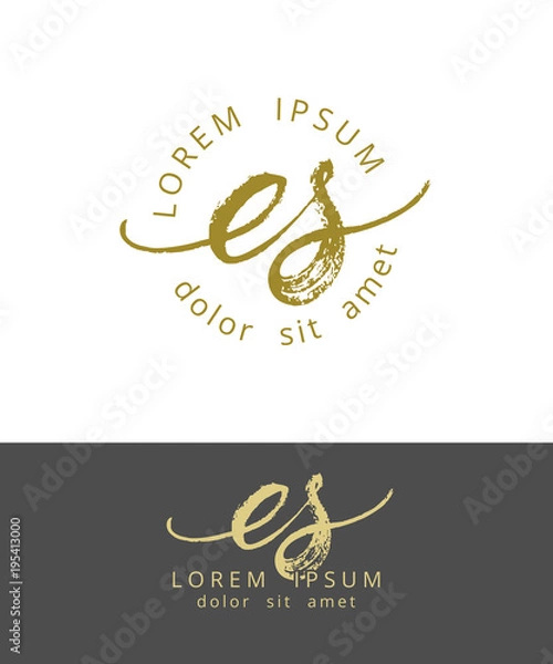 Fototapeta E S. Initials Monogram Logo Design. Dry Brush Calligraphy