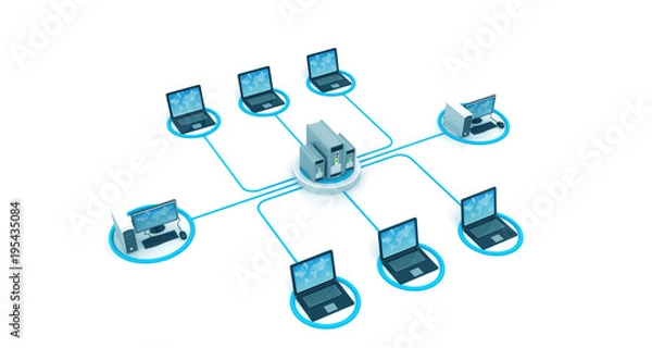 Obraz Cloud computing network , 3d illustration, abstract background.