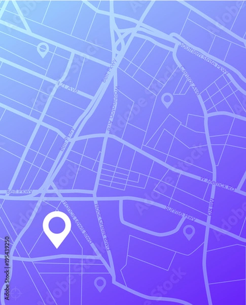 Fototapeta map, gps, navigation, city, route, vector, mobile, background, illustration, dashboard, street, color, icon, graphic, road, symbol, sign, mark, design, tracking, roadmap, concept, track, isometric, na