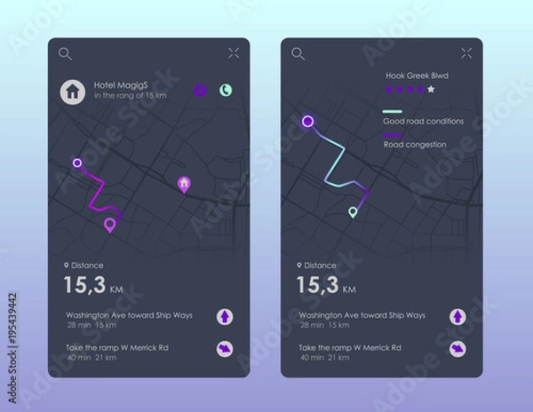 Fototapeta Dashboard theme creative infographic of city map navigation.
