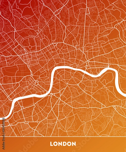 Fototapeta city map of London with well organized separated layers.
