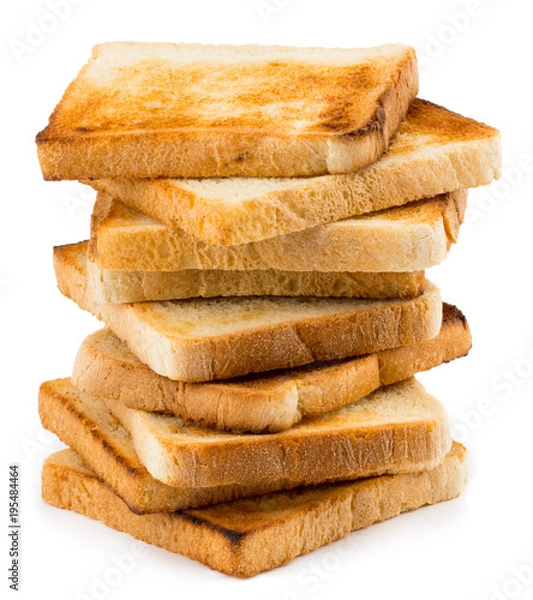Obraz stack of toast Bread isolated on white background