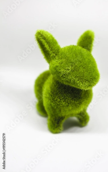 Obraz Easter rabbit made by the grass on the white background