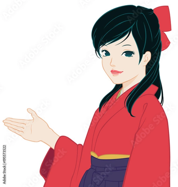 Fototapeta 赤い着物の女の子