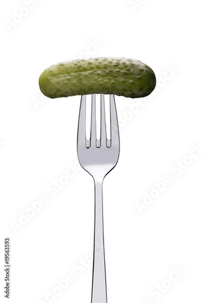 Obraz pickled gherkin on fork