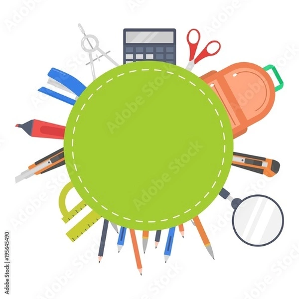 Obraz Supplies school design, flat style