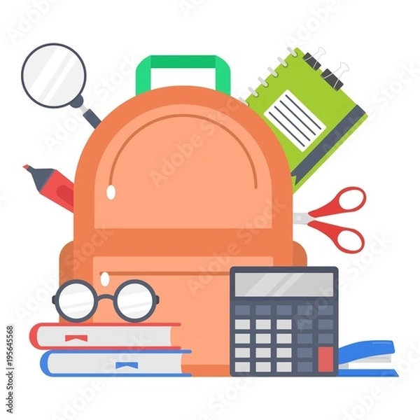 Obraz Supplies school design, flat style