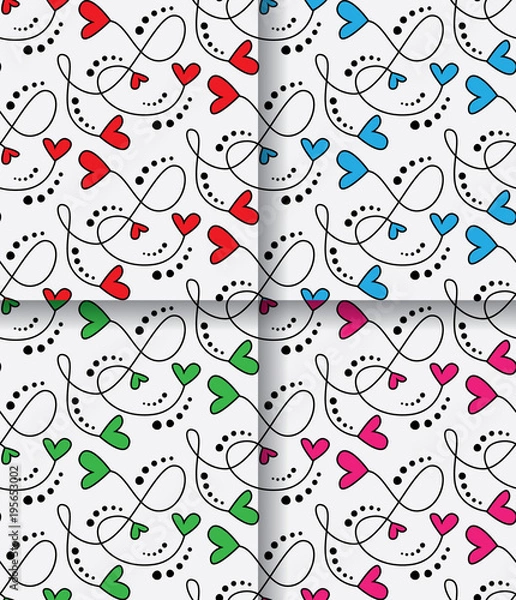 Fototapeta Seamless Vector Patterns Branches With Hearts
