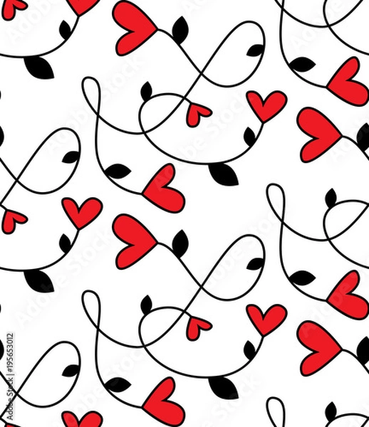 Fototapeta Seamless Vector Patterns Branches With Hearts
