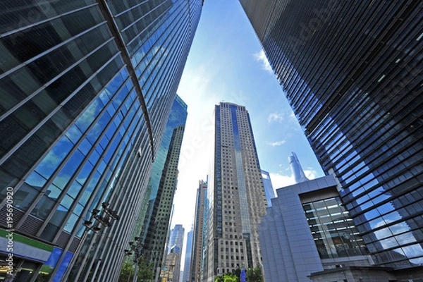 Fototapeta Shanghai world financial center skyscrapers in lujiazui group