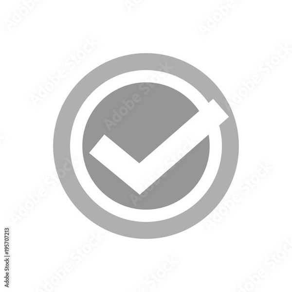 Obraz Check mark or tick icon in grey circle