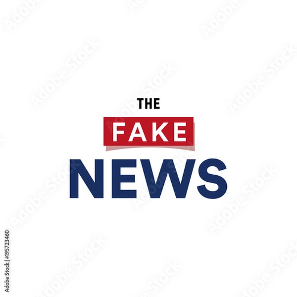 Fototapeta The Fake News Show, False Breaking News Broadcast minimalistic text logo, vector illustration on white background.