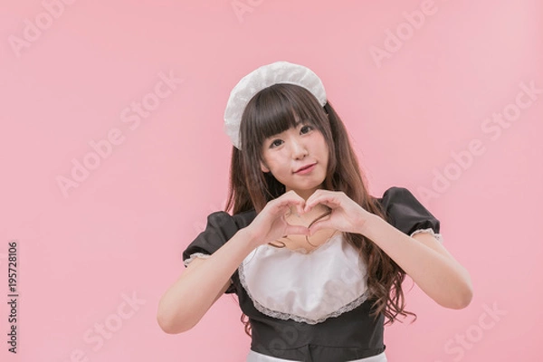 Fototapeta 黒メイドコスプレ ハート