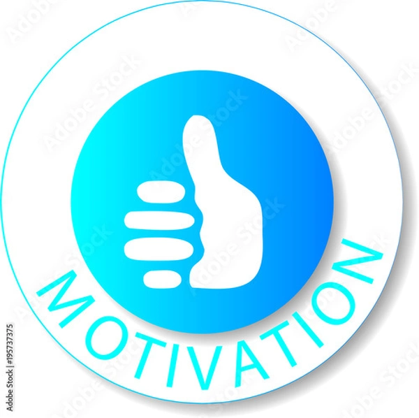 Fototapeta button blau weiss motivation