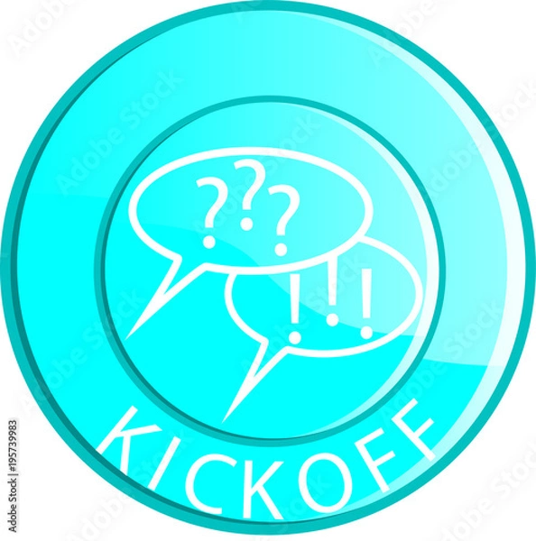 Fototapeta reflektierender button blau Kickoff