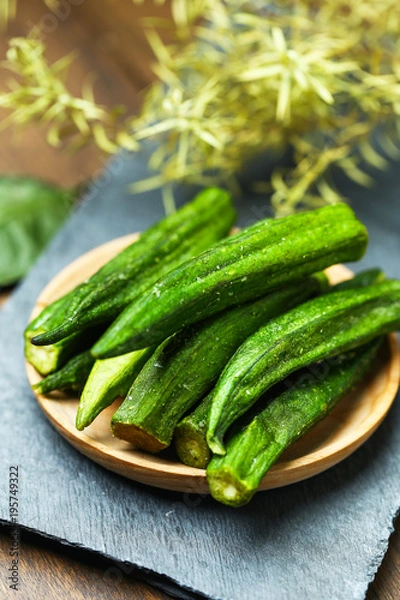 Obraz Dried Okra on stone board