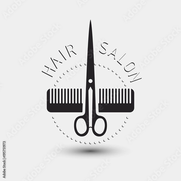 Obraz Scissors comb vector hair salon logo illustration