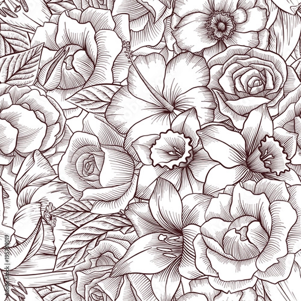 Obraz vintage vector floral seamless pattern