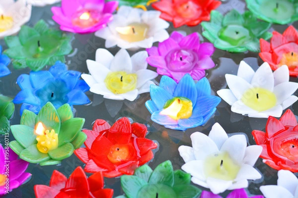 Obraz Colorful lotus flower made from candles.
