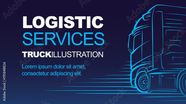 Fototapeta Szablon karty usług logistycznych / kierowców / dostawczych. Wektor.