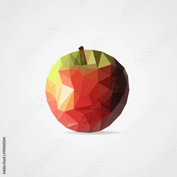 Fototapeta Red apple from triangles. Logo concept.
